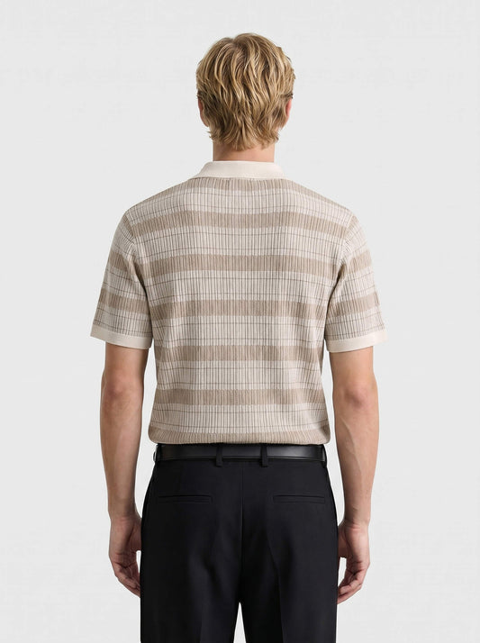 White Ribbed Striped Knit Shirt